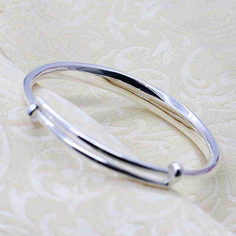 Pulsera convexa de plata 999, pulsera de plata con forma de empujar y tirar, joyería de plata simple y moderna